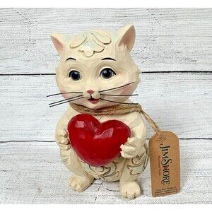 Jim Shore Heartwood Creek "Purr-Fectly Loved" Cat Holding Heart Enesco 2019